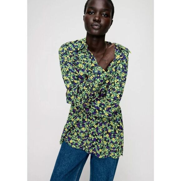 NWT Zara Women’s Full Floral Printed Button Shirt Size XS - Picture 2 of 8